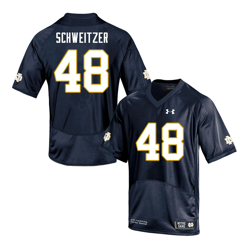 Men's NCAA Notre Dame Fighting Irish #48 Will Schweitzer Stitched College Under Armour Authentic Navy Football Jersey ES10L30VS